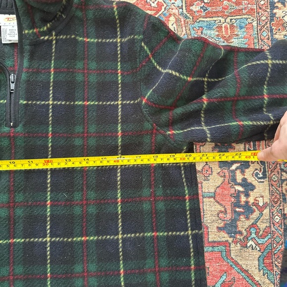 Vintage Talbots Classic Plaid Quarter Zip Fleece Womens Petite M - Picture 6 of 7